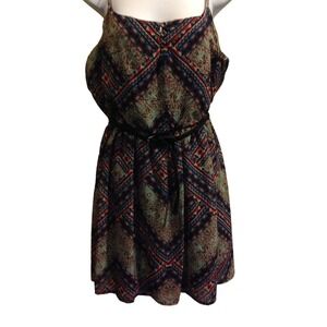 Spaghetti Strap Dress Geometric Print‎ Casual Sundress Summer Dress